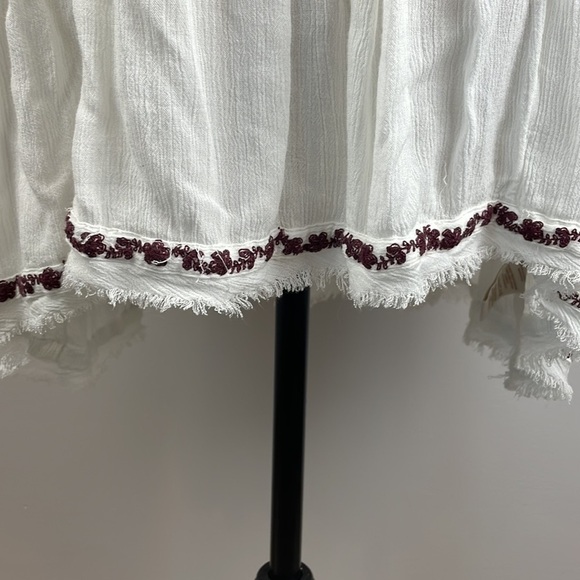 FREE PEOPLE DIAMOND EMBROIDERED TOP SZ M Tunic Bell Sleeves Flowy - Picture 8 of 14